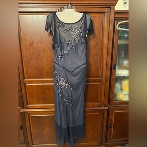 Robbie Bee purple Sheer Embroidered Maxi Dress